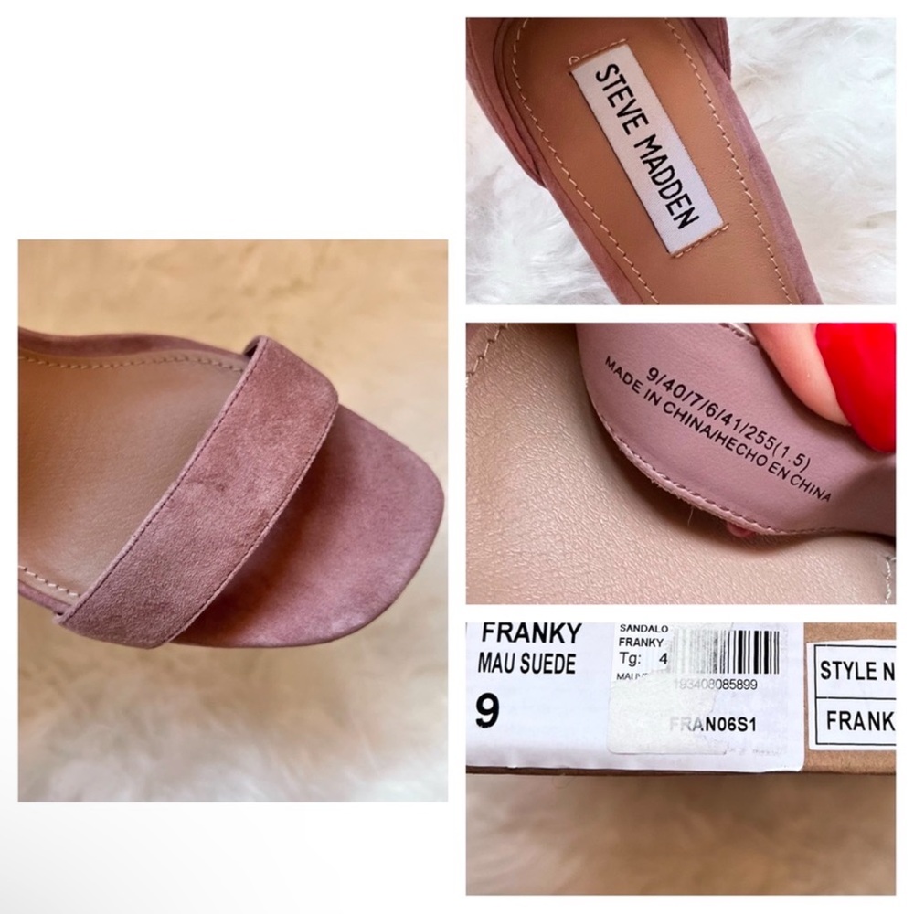 New! Rare STEVE MADDEN Franky Strappy Square Heel Sandals in Mauve - Picture 8 of 8